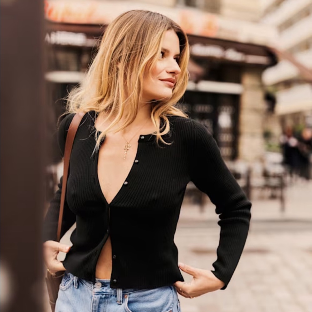 SEZANE Kiley Ribbed Cardigan